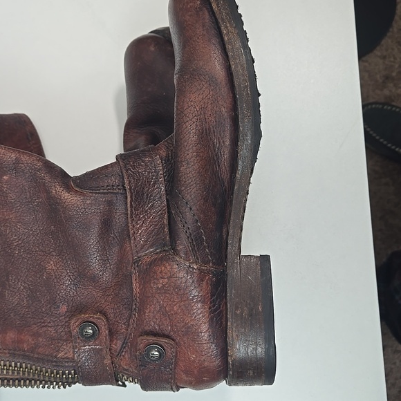 Frye distressed leather belted riding boots - Picture 11 of 13